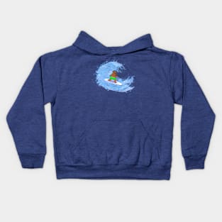 Teddy bear surfing Kids Hoodie